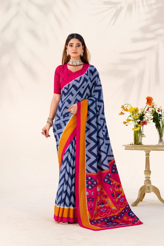 Tasar Silk Zigzag Printed Saree – Elegant Traditional Silk Saree Collection