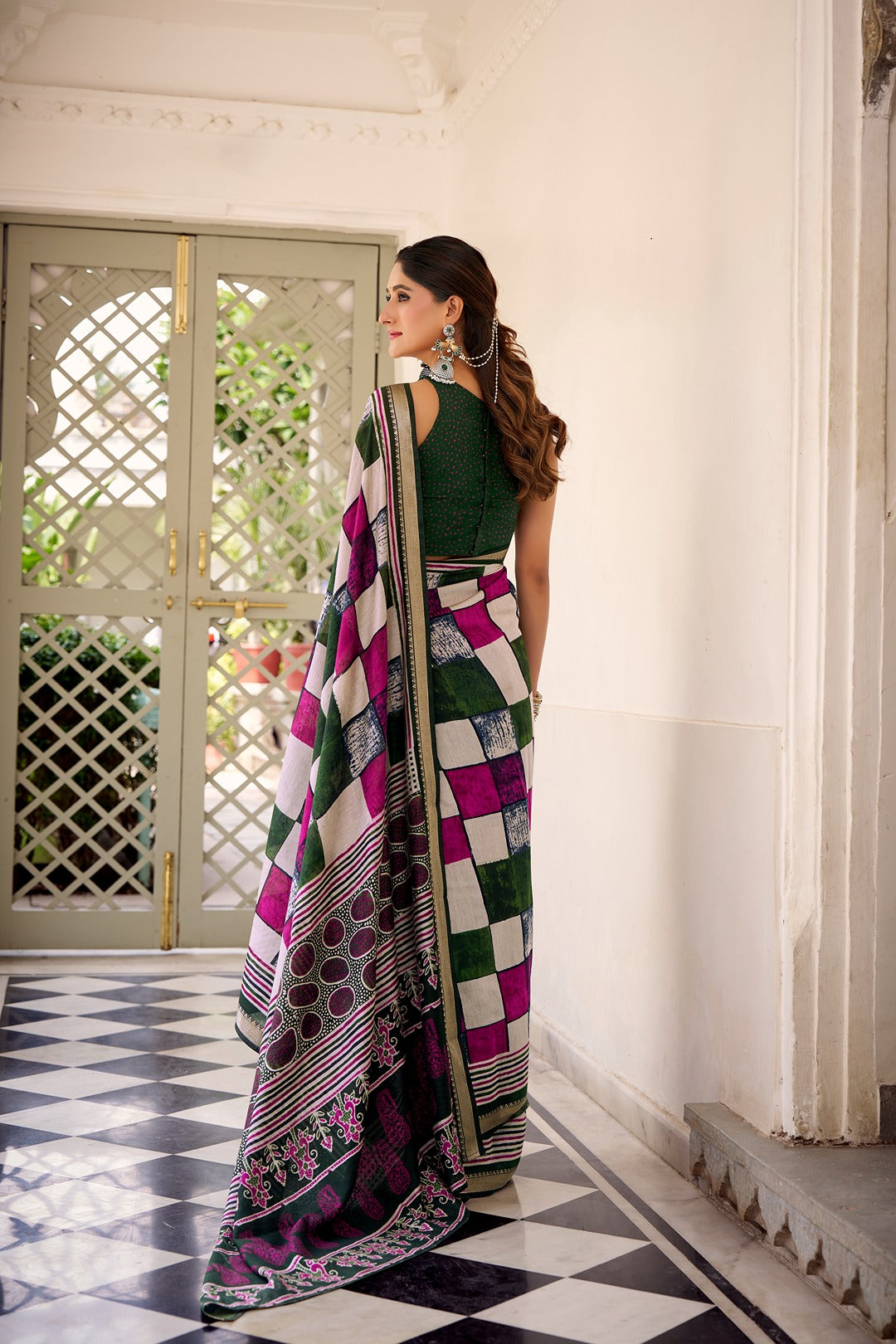 Chanderi Temple Border Printed Saree – Elegant Traditional Saree Collection