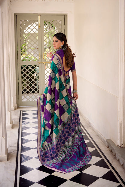 Chanderi Temple Border Printed Saree – Elegant Traditional Saree Collection