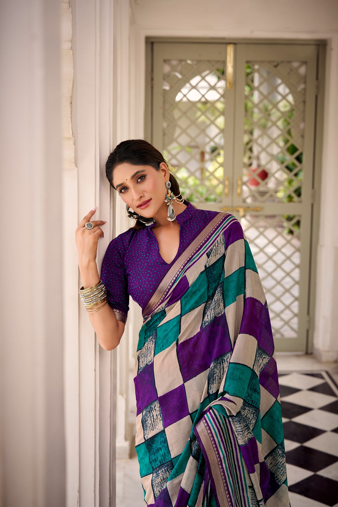 Chanderi Temple Border Printed Saree – Elegant Traditional Saree Collection
