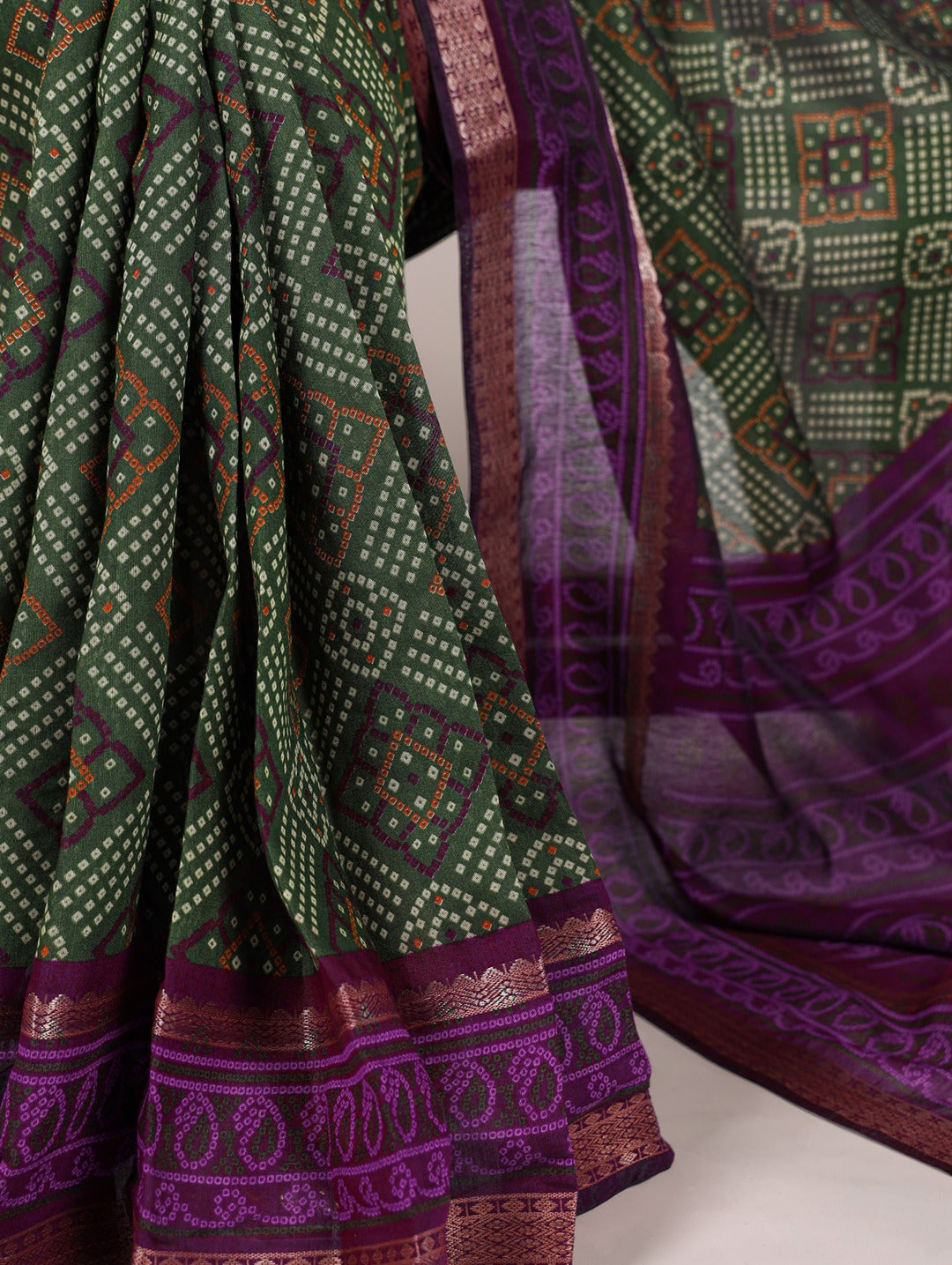 Chanderi Bandhej Printed Saree with Zari Weaving Work – Traditional Saree Collection