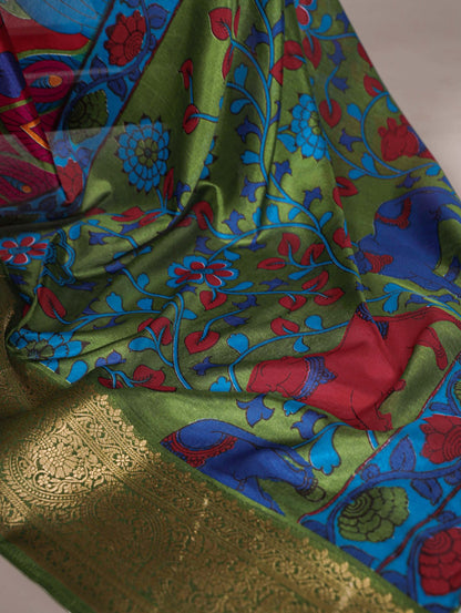 Tussar Silk Printed Saree with Zari Weaving Work – Traditional Saree Collection