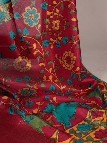 Tussar Silk Printed Saree with Zari Weaving Work – Traditional Saree Collection