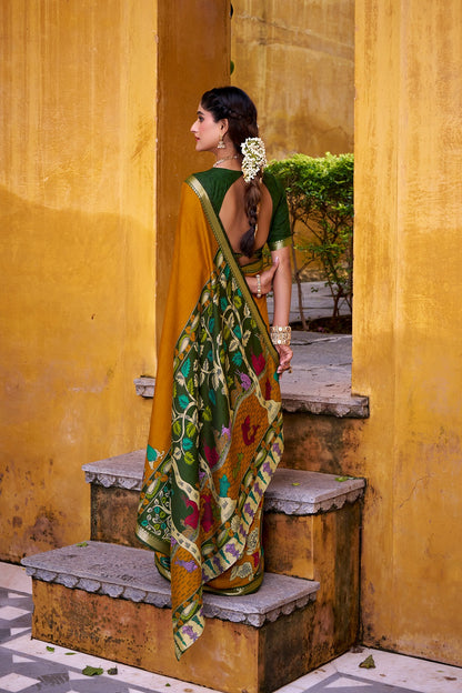 Chanderi Kalamkari Printed Saree with Zari Weaving Work – VIRANSHI Collection