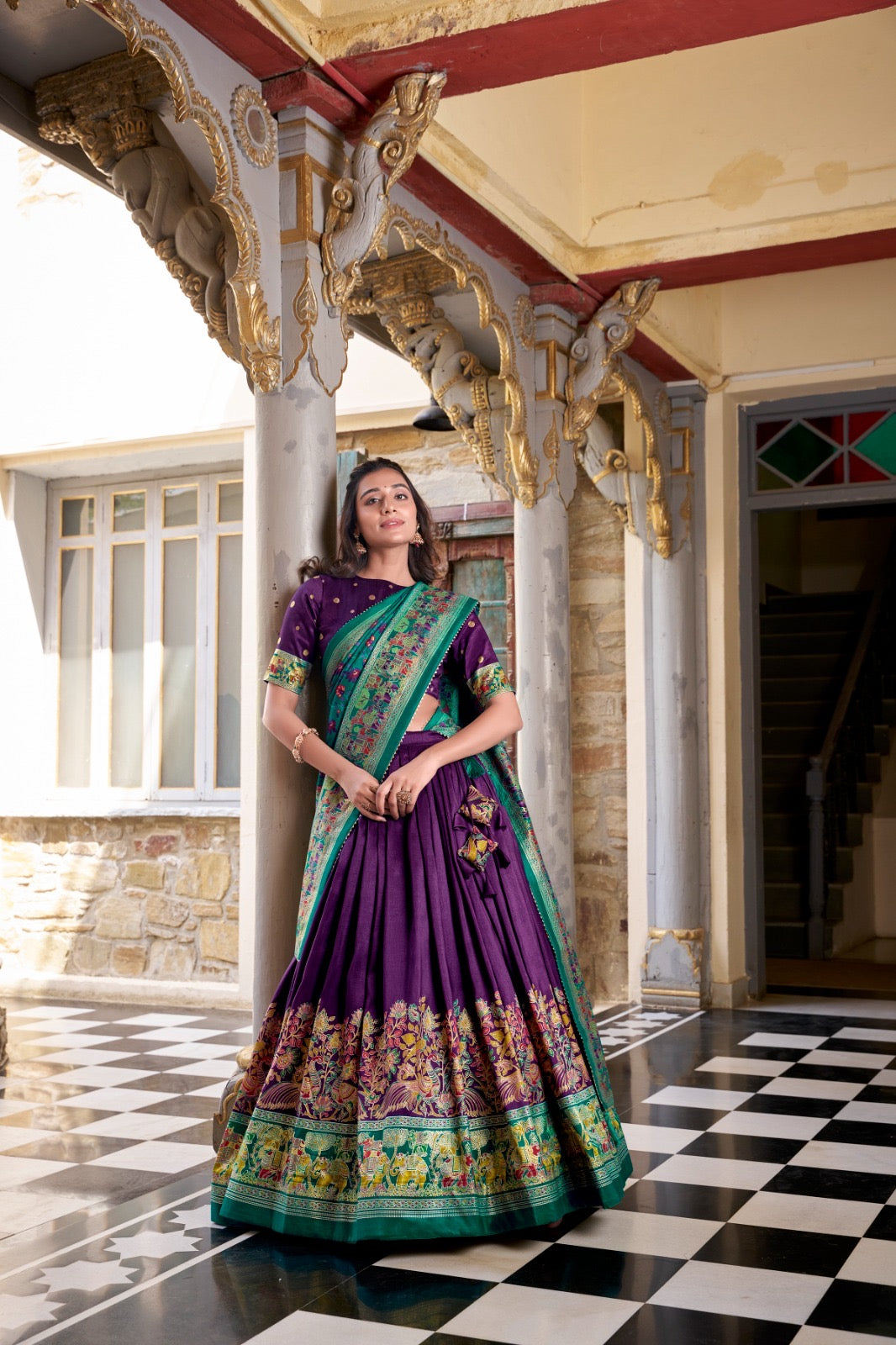 Purple Color Tissue Silk Lehenga With Printed Dupatta