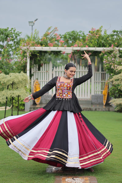 Navratri Special Multicolor Lehenga with Kutchi Gamthi Work- Full Stitched-2