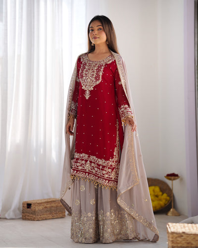 Reddish Pink Color Festival Designer Suit With Dupatta