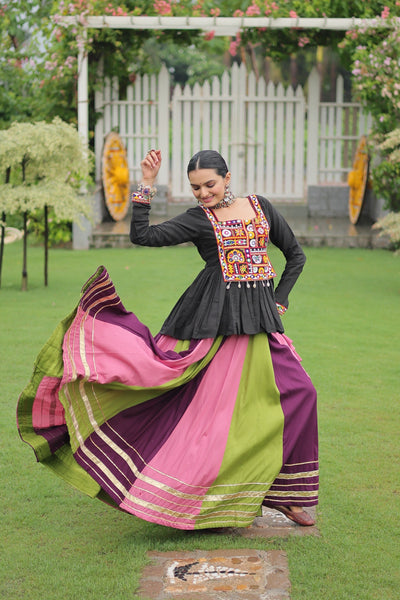 Navratri Special Multicolor Lehenga with Kutchi Gamthi Work- Full Stitched-5