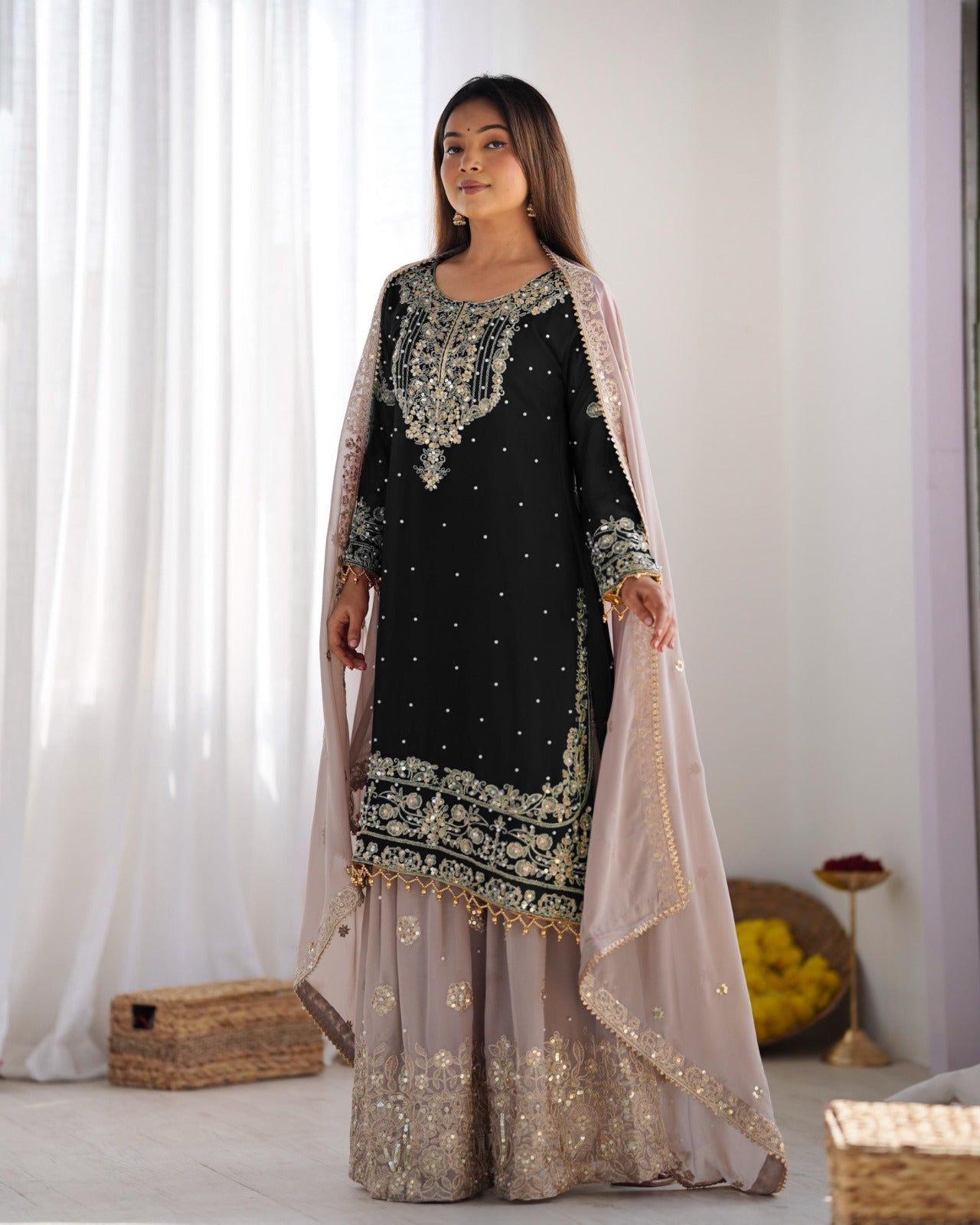 Black Color Festival Designer Suit With Dupatta