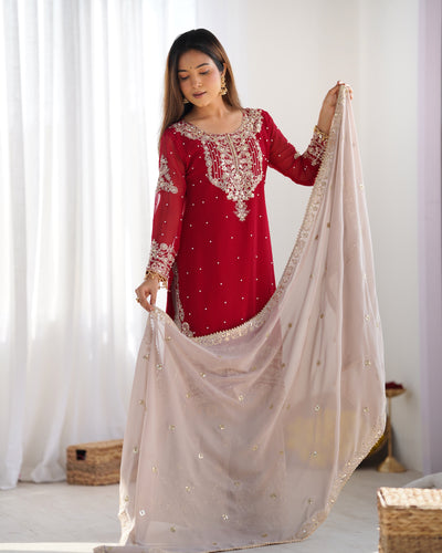 Reddish Pink Color Festival Designer Suit With Dupatta