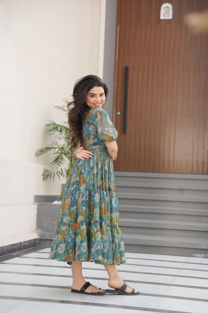 Floral Print Ethnic Dress