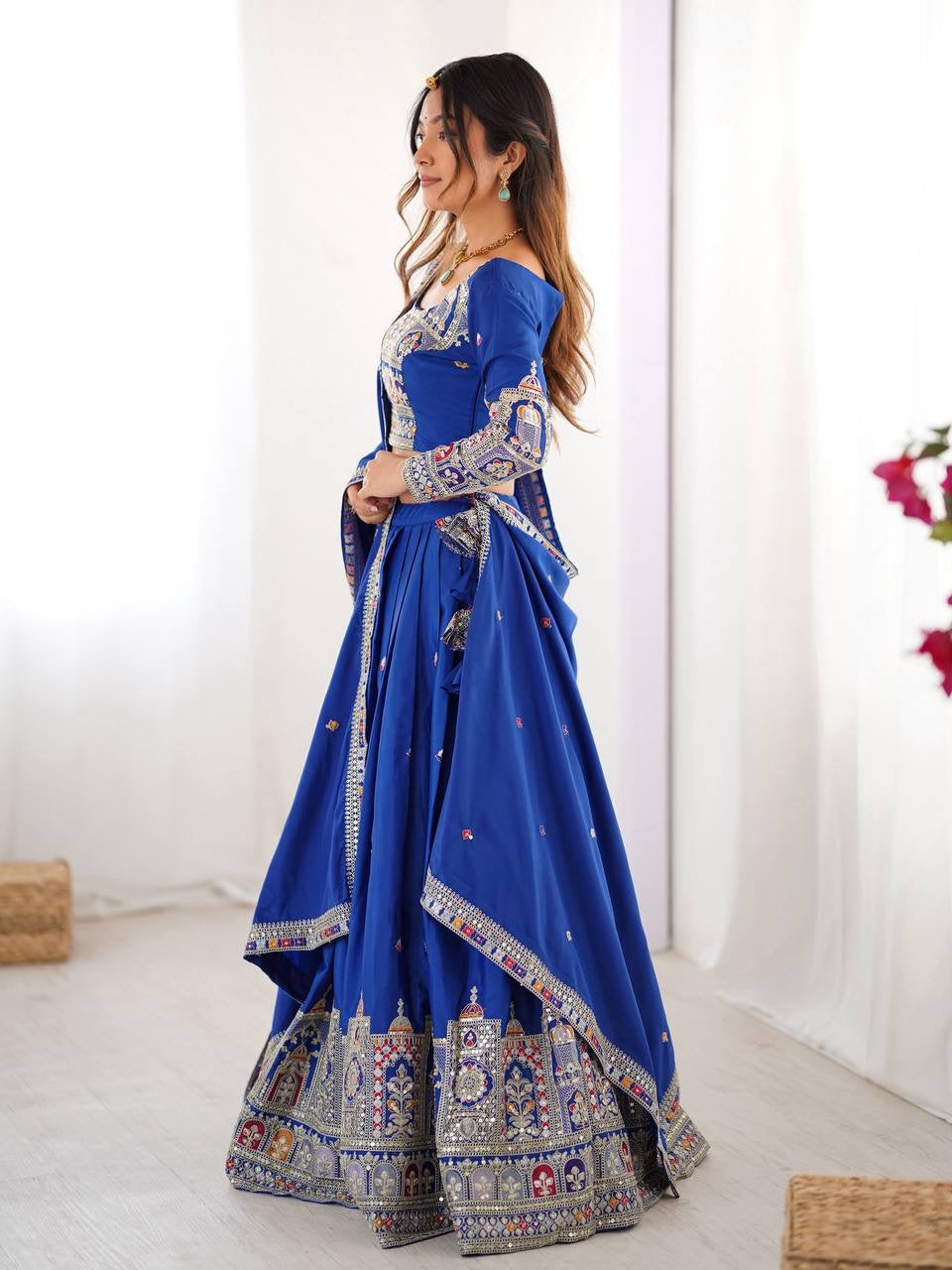 ROYAL BLUE WEDDING LEHENGA WITH CHOLI AND DUPATTA