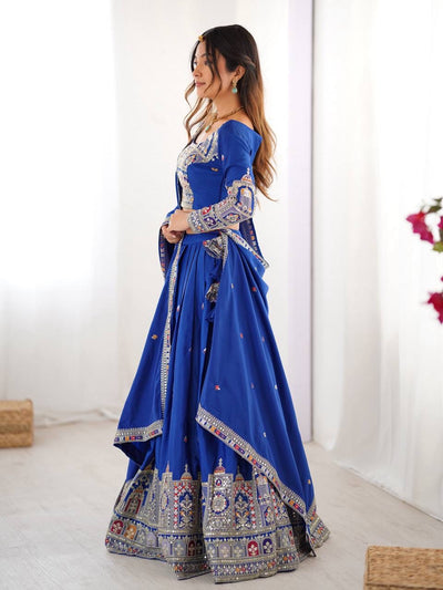 ROYAL BLUE WEDDING LEHENGA WITH CHOLI AND DUPATTA