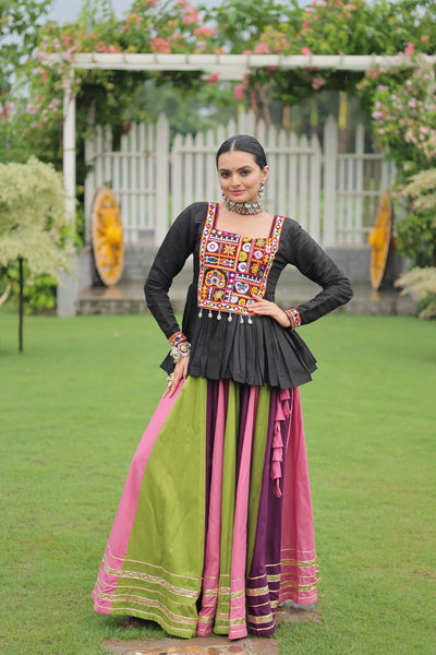 Navratri Special Multicolor Lehenga with Kutchi Gamthi Work- Full Stitched-5