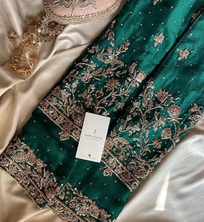 Green Heavy Chinon Suit with Full Flair Sharara & Dupatta