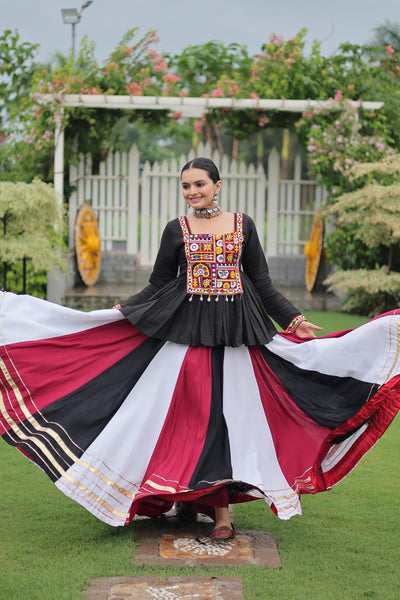 Navratri Special Multicolor Lehenga with Kutchi Gamthi Work- Full Stitched-2