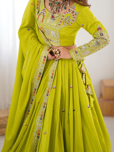 NEON WEDDING LEHENGA WITH CHOLI AND DUPATTA