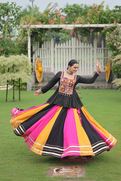 Navratri Special Multicolor Lehenga with Kutchi Gamthi Work- Full Stitched-3