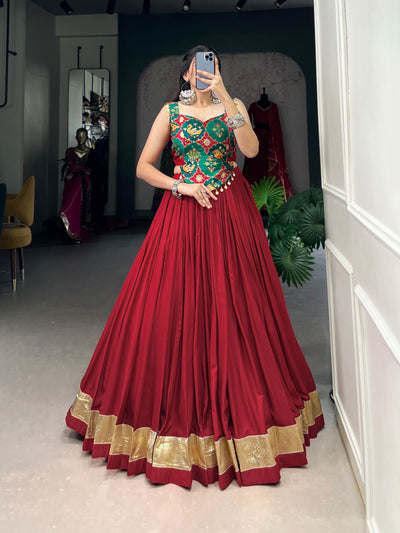 Navratri Vibes In Rayon & Silk Fusion Lehenga
