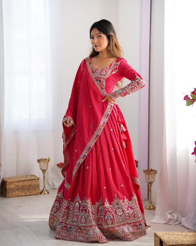 PINK WEDDING LEHENGA WITH CHOLI AND DUPATTA