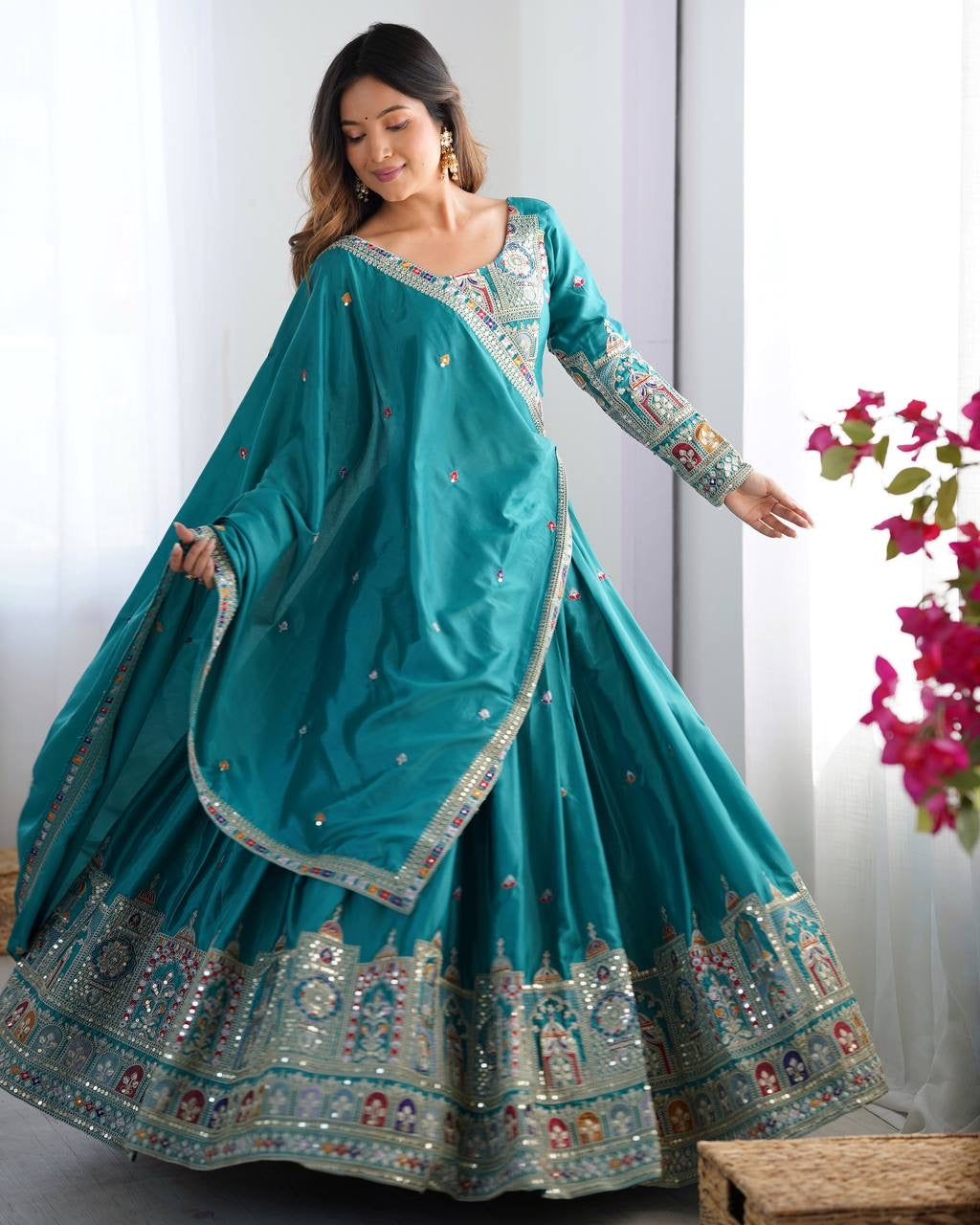 RAMA BLUE WEDDING LEHENGA WITH CHOLI AND DUPATTA