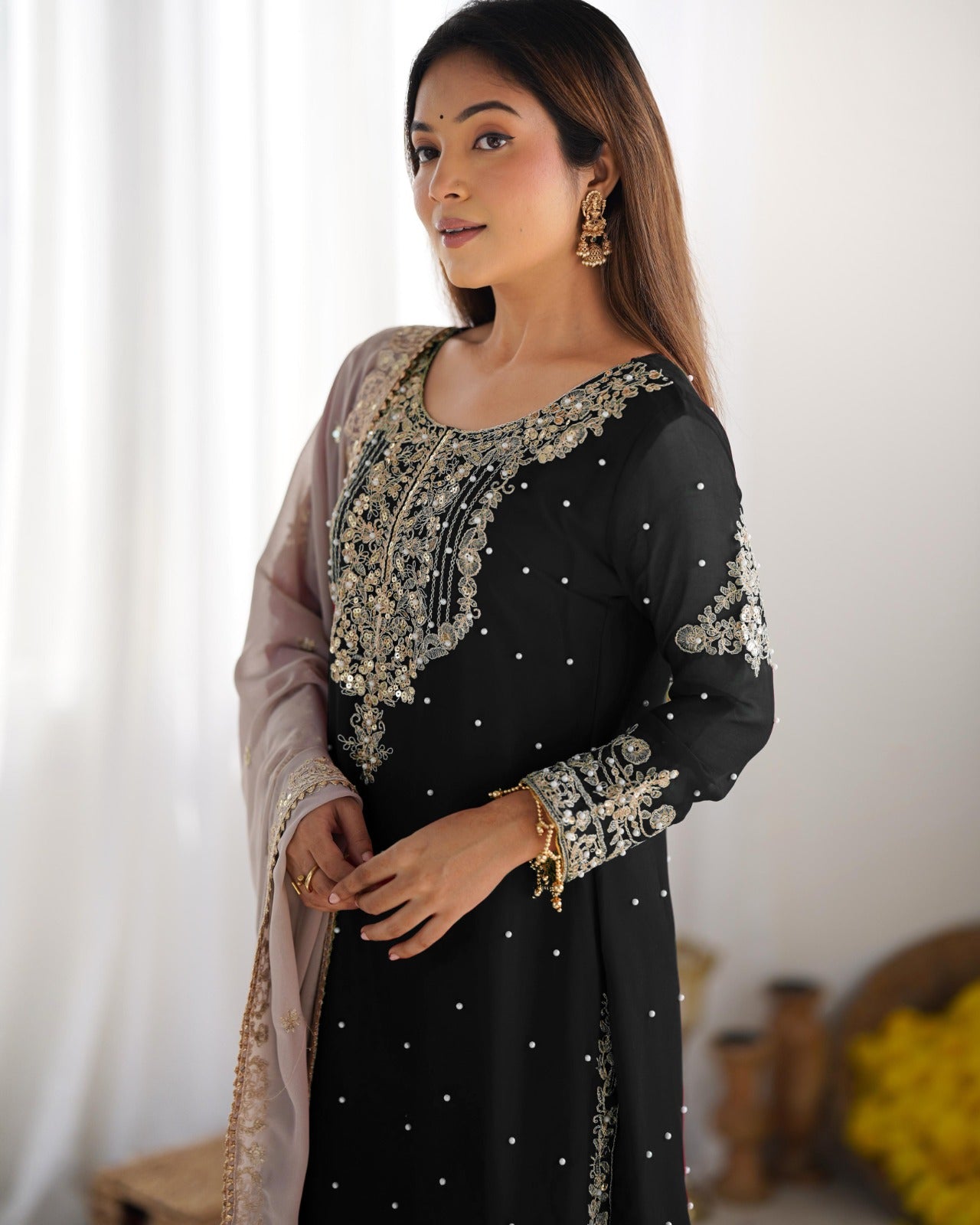 Black Color Festival Designer Suit With Dupatta
