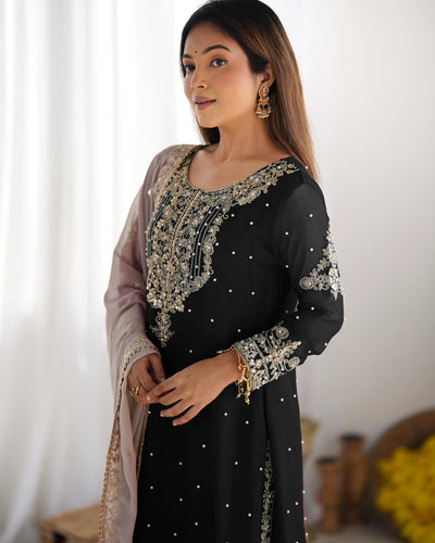 Black Color Festival Designer Suit With Dupatta