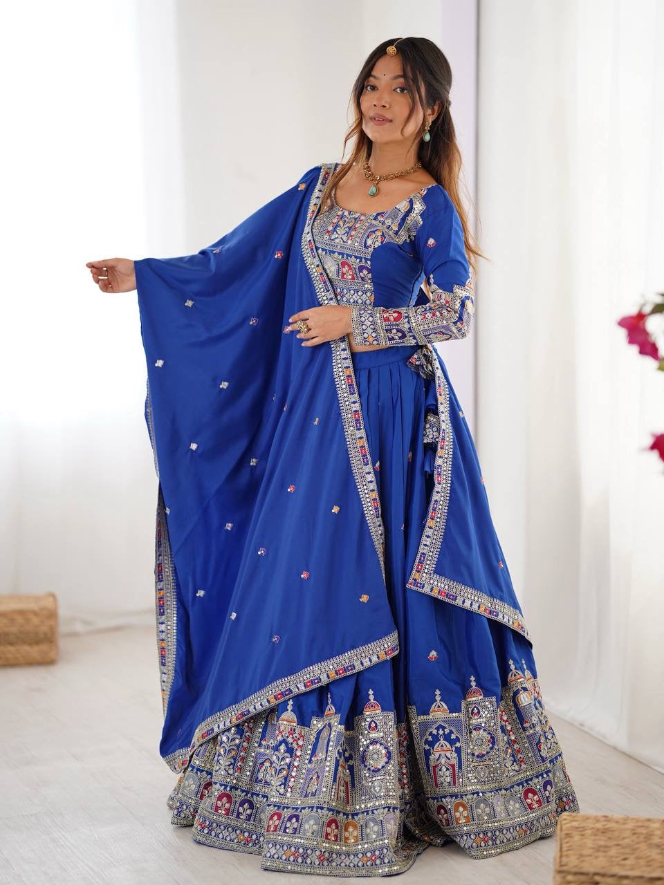 ROYAL BLUE WEDDING LEHENGA WITH CHOLI AND DUPATTA