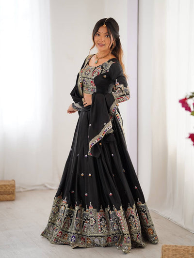 BLACK WEDDING LEHENGA WITH CHOLI AND DUPATTA