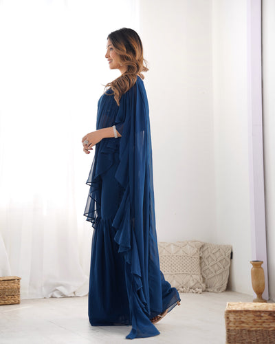 Ready-To-Wear Sharara Saree With Fully Stitched Blouse
