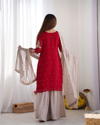 Reddish Pink Color Festival Designer Suit With Dupatta
