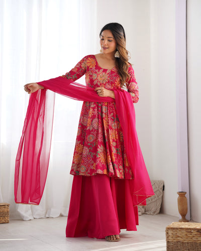PINK KEDIYA ROMAN SILK PARTYWEAR DRESS