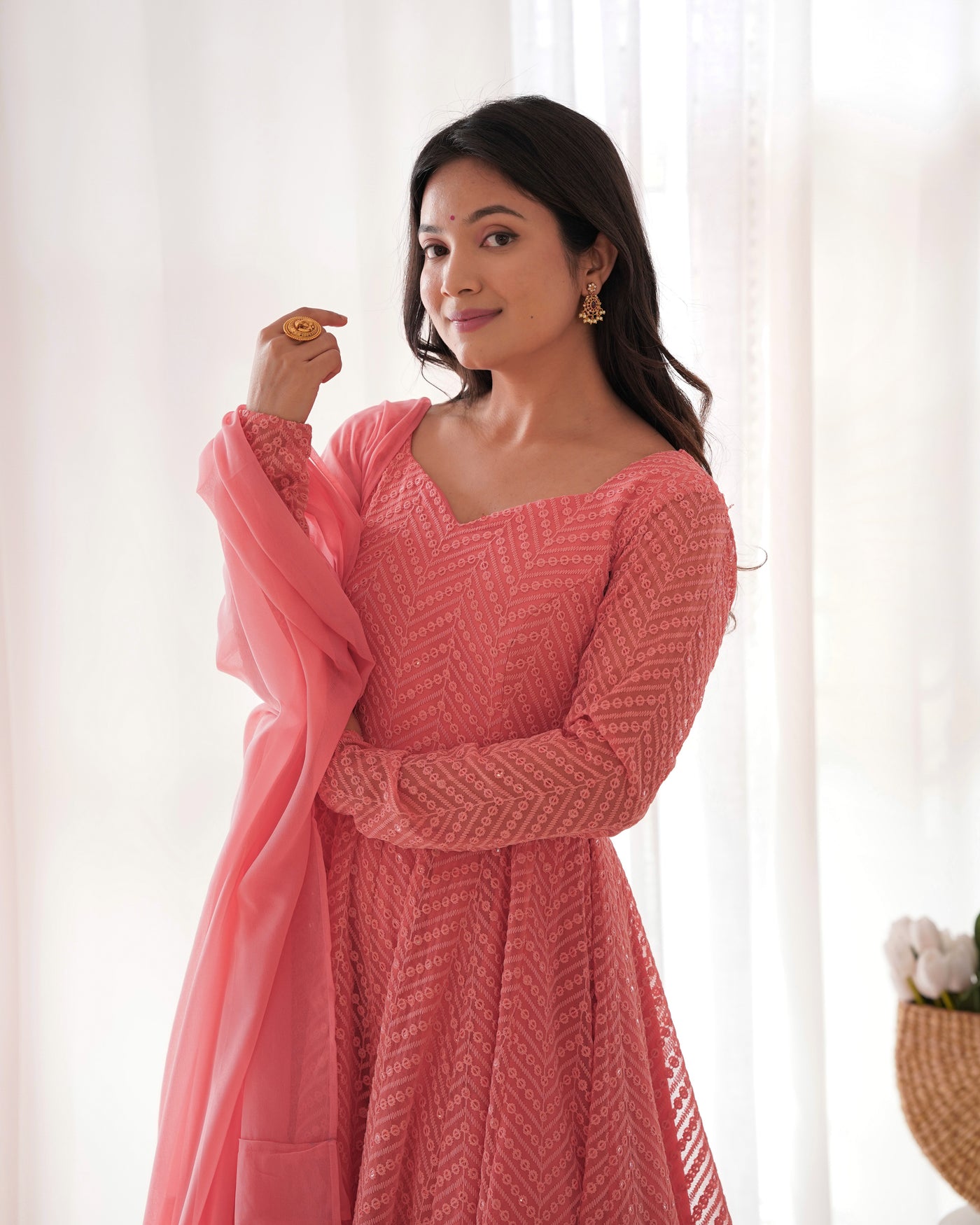 Fully Flared Kali-Patten Anarkali With Fancy Dupatta