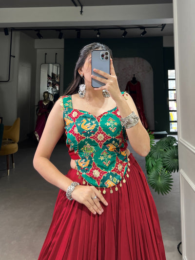 Navratri Vibes In Rayon & Silk Fusion Lehenga