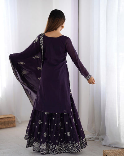 PURPLE PARTYWEAR SHARARA SUIT WITH DUPATTA