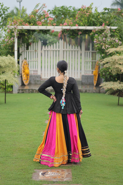 Navratri Special Multicolor Lehenga with Kutchi Gamthi Work- Full Stitched-3