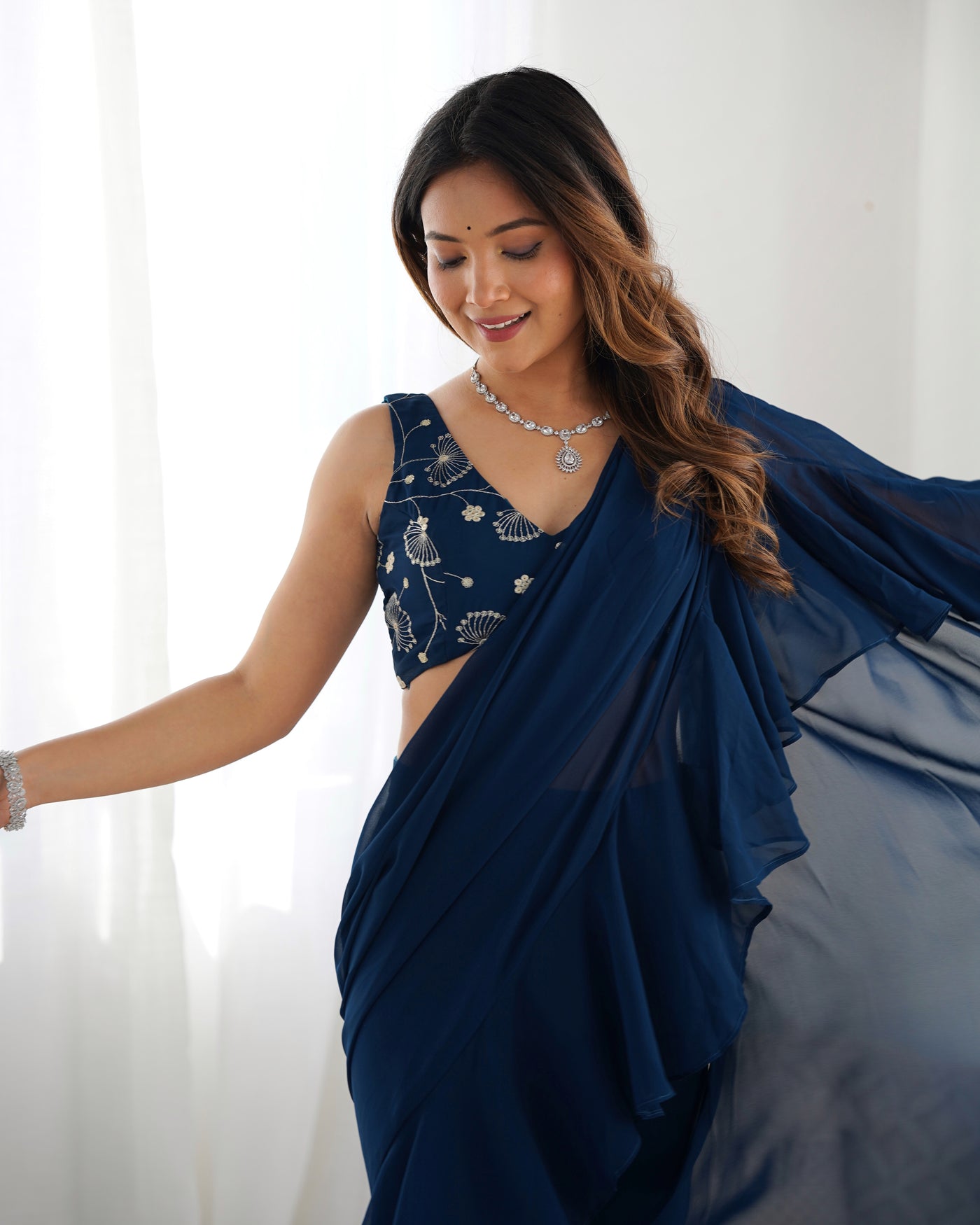 Ready-To-Wear Sharara Saree With Fully Stitched Blouse