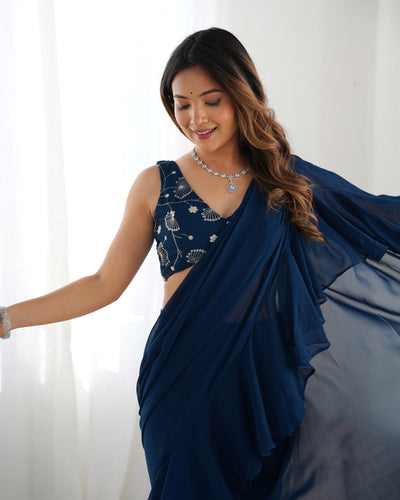 Ready-To-Wear Sharara Saree With Fully Stitched Blouse