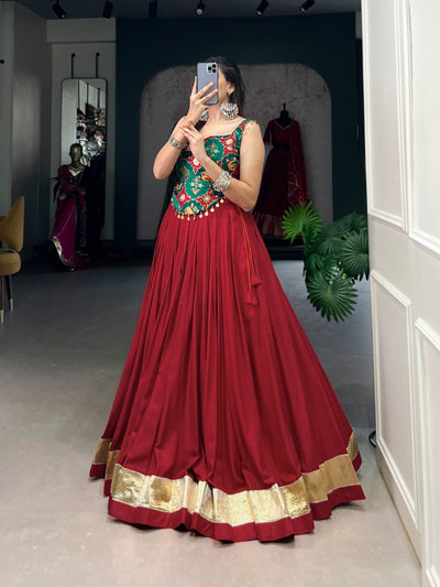 Navratri Vibes In Rayon & Silk Fusion Lehenga