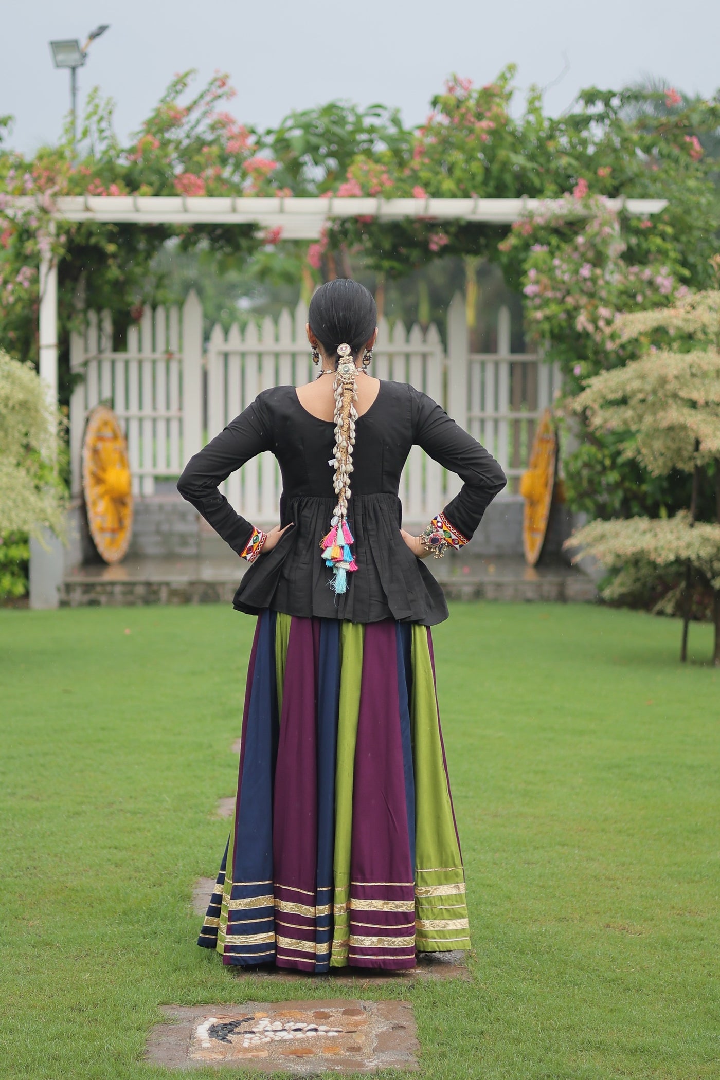 Navratri Special Multicolor Lehenga with Kutchi Gamthi Work- Full Stitched-4