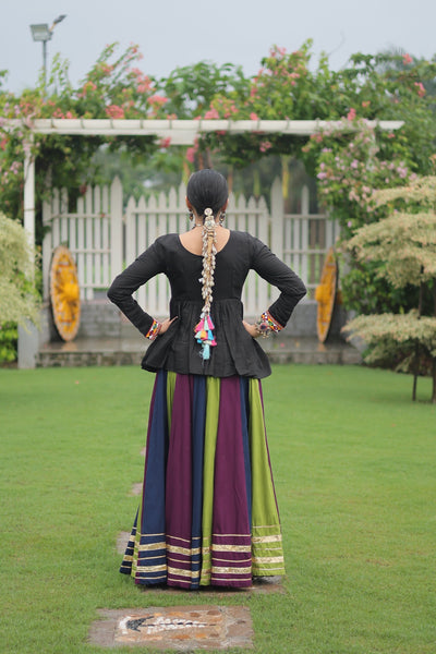 Navratri Special Multicolor Lehenga with Kutchi Gamthi Work- Full Stitched-4