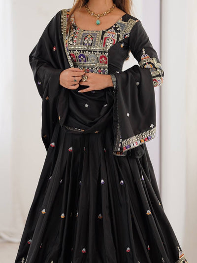 BLACK WEDDING LEHENGA WITH CHOLI AND DUPATTA