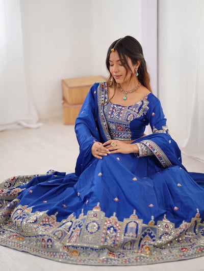 ROYAL BLUE WEDDING LEHENGA WITH CHOLI AND DUPATTA