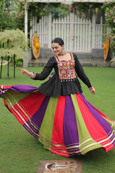 Navratri Special Multicolor Lehenga with Kutchi Gamthi Work- Full Stitched-1