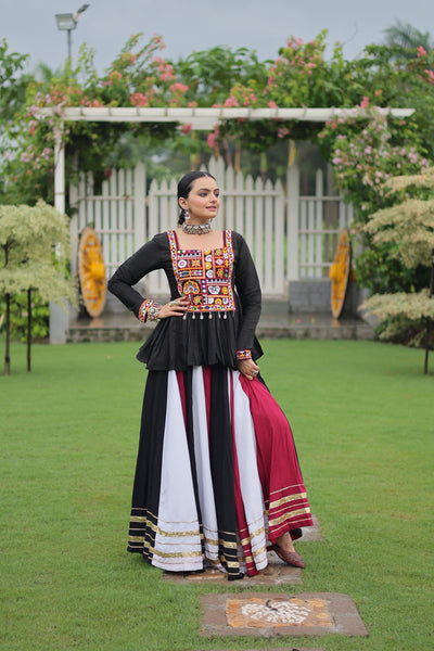 Navratri Special Multicolor Lehenga with Kutchi Gamthi Work- Full Stitched-2