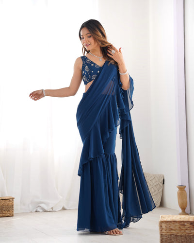 Ready-To-Wear Sharara Saree With Fully Stitched Blouse