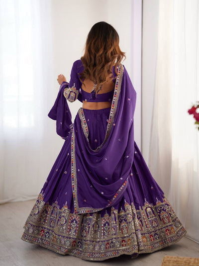 PURPLE WEDDING LEHENGA WITH CHOLI AND DUPATTA