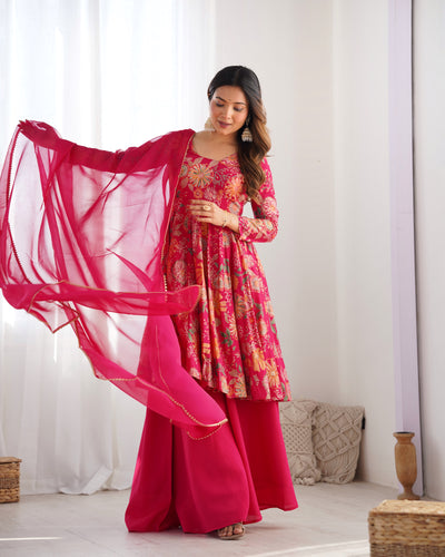 PINK KEDIYA ROMAN SILK PARTYWEAR DRESS