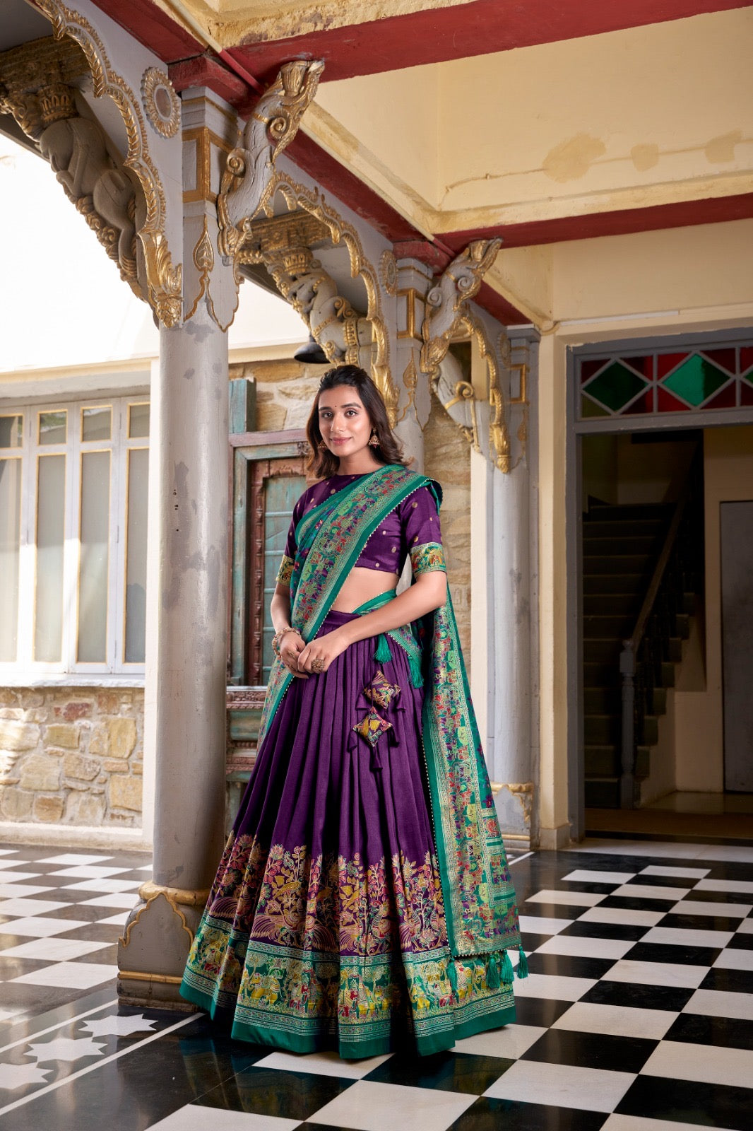 Purple Color Tissue Silk Lehenga With Printed Dupatta