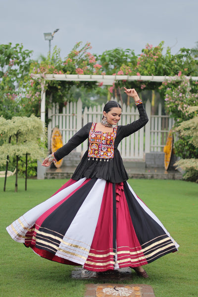 Navratri Special Multicolor Lehenga with Kutchi Gamthi Work- Full Stitched-2